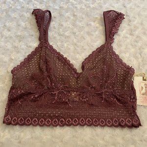 Jessica Simpson Dusty Plum Lightly Lined Lace Bralette - S